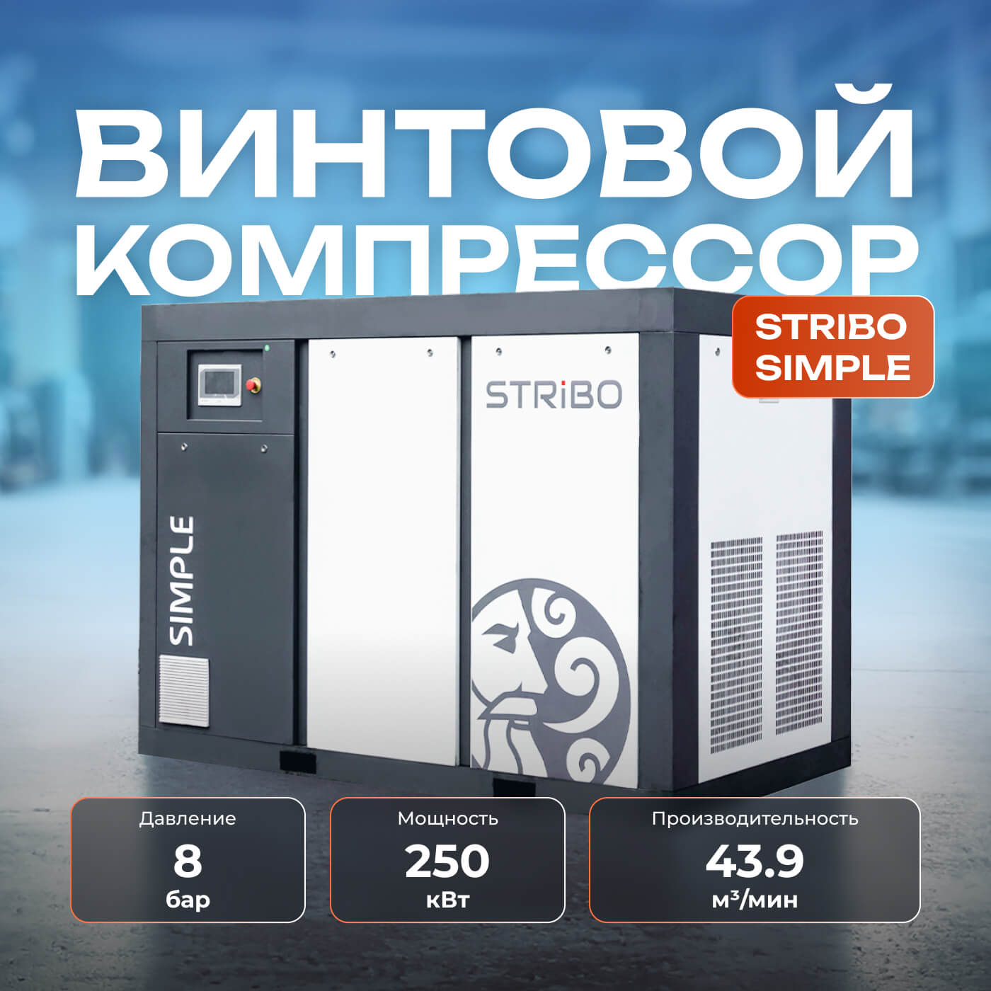 Винтовой компрессор STRIBO Simple 250, 8 бар